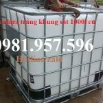 Bồn nhựa trắng có khung sắt, tank trắng 1000l, bồn 1000l đã qua sử dụng