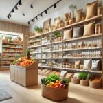 DALL·E 2025-01-08 15.14.38 - A welcoming health food store interior with neatly arranged shelves stocked with organic produce, whole grains, nuts, seeds, and health supplements. T