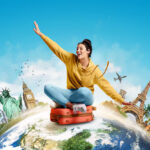full shot travel concept with landmarks
